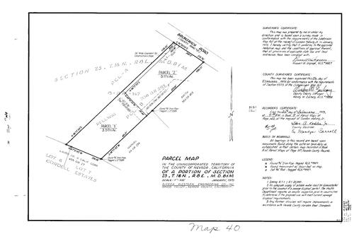 Click to see Parcel Map Book 9, pg. 40 (1975) of Nevada County Recorders Parcel Maps Book 9