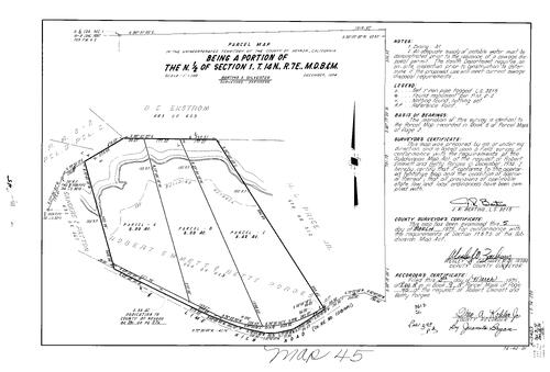 Click to see Parcel Map Book 9 pg. 45 (1975) of Nevada County Recorders Parcel Maps Book 9