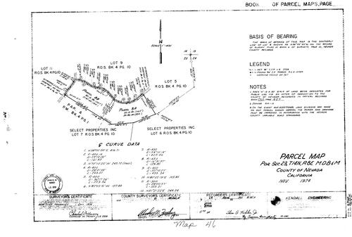 Click to see Parcel Map Book 9 pg. 46 (1975) of Nevada County Recorders Parcel Maps Book 9