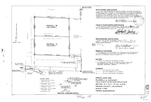 Click to see Parcel Map Book 9 pg. 48 (1975) of Nevada County Recorders Parcel Maps Book 9
