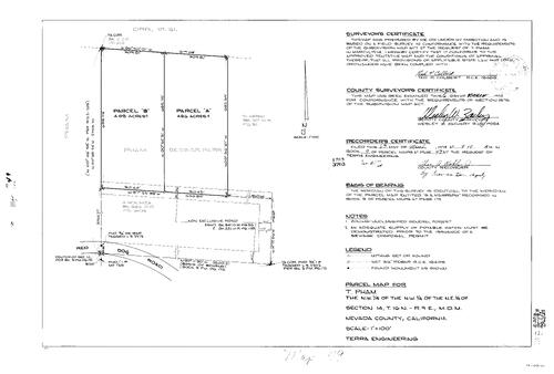 Click to see Parcel Map Book 9 pg. 49 (1975) of Nevada County Recorders Parcel Maps Book 9