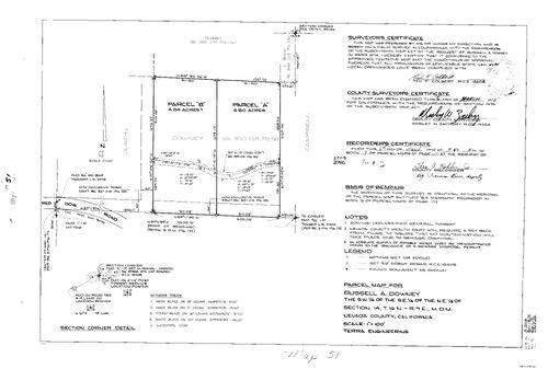 Click to see Parcel Map Book 9 pg. 51 (1975) of Nevada County Recorders Parcel Maps Book 9