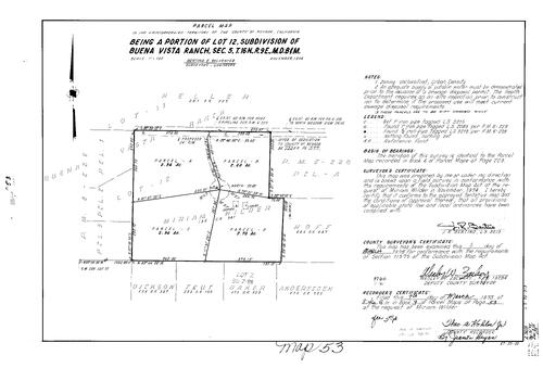 Click to see Parcel Map Book 9 pg. 53 (1975) of Nevada County Recorders Parcel Maps Book 9