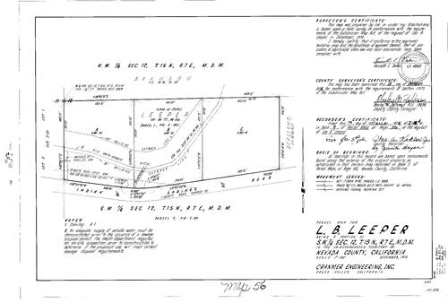 Click to see Parcel Map Book 9 pg. 56 (1975) of Nevada County Recorders Parcel Maps Book 9