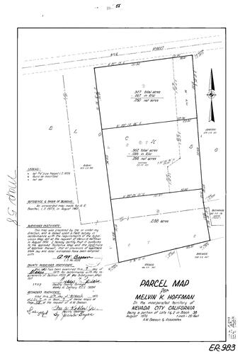 Click to see Parcel Map Book 9 pg. 58 (1975) of Nevada County Recorders Parcel Maps Book 9