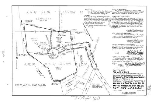Click to see Parcel Map Book 9 pg. 60 (1975) of Nevada County Recorders Parcel Maps Book 9
