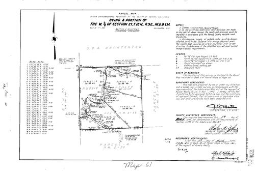 Click to see Parcel Map Book 9 pg. 61 (1975) of Nevada County Recorders Parcel Maps Book 9