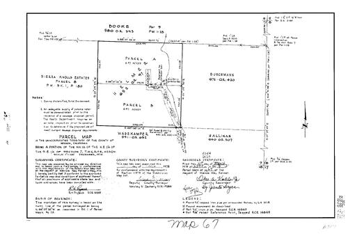 Click to see Parcel Map Book 9 pg. 67 (1975) of Nevada County Recorders Parcel Maps Book 9