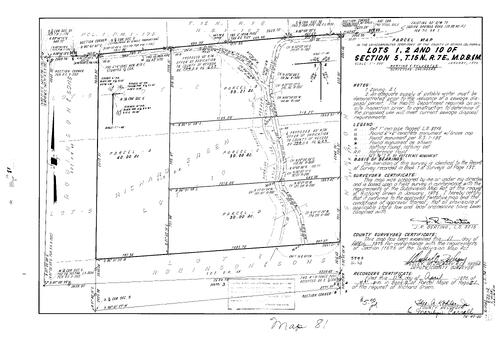 Click to see Parcel Map Book 9, pg. 81 (1975) of Nevada County Recorders Parcel Maps Book 9