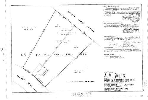 Click to see Parcel Map Book 9, pg. 97 (1975) of Nevada County Recorders Parcel Maps Book 9