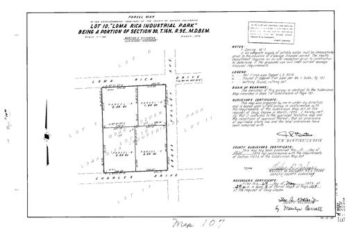 Click to see Parcel Map Book 9, pg. 107 (1975) of Nevada County Recorders Parcel Maps Book 9