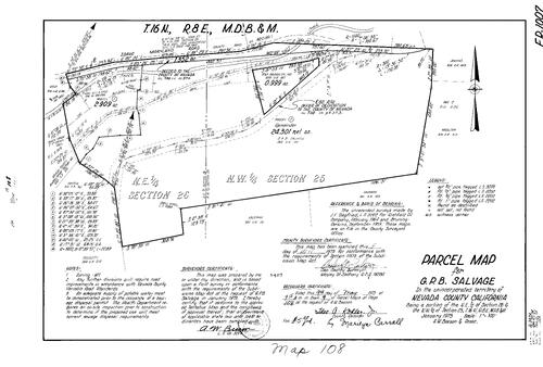 Click to see Parcel Map Book 9, pg. 108 (1975) of Nevada County Recorders Parcel Maps Book 9