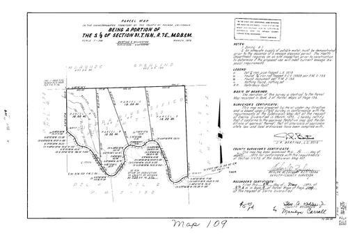 Click to see Parcel Map Book 9, pg. 109 (1975) of Nevada County Recorders Parcel Maps Book 9