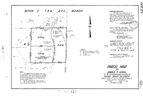 Click to see Parcel Map Book 9, pg. 121 (1975) of Nevada County Recorders Parcel Maps Book 9