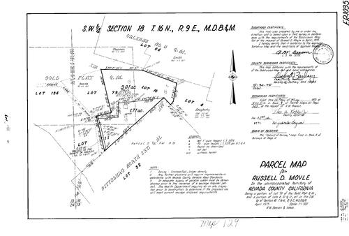 Click to see Parcel Map Book 9, pg. 129 (1975) of Nevada County Recorders Parcel Maps Book 9