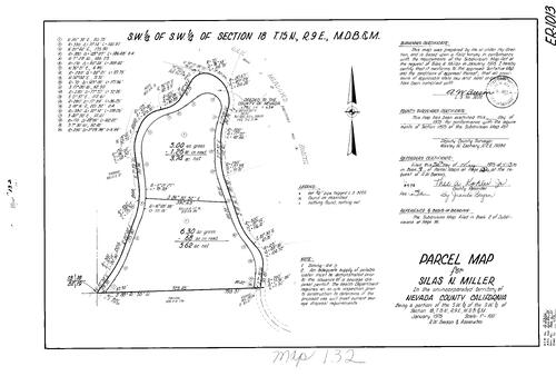 Click to see Parcel Map Book 9, pg. 132 (1975) of Nevada County Recorders Parcel Maps Book 9