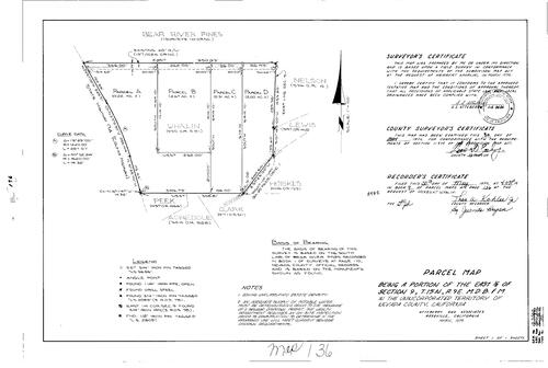 Click to see Parcel Map Book 9, pg. 136 (1975) of Nevada County Recorders Parcel Maps Book 9