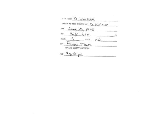 Click to see Parcel Map Book 9, pg. 142 (1975) of Nevada County Recorders Parcel Maps Book 9