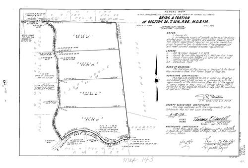 Click to see Parcel Map Book 9, pg. 143 (1975) of Nevada County Recorders Parcel Maps Book 9