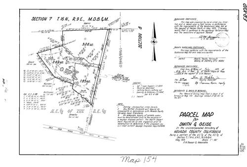 Click to see Parcel Map Book 9, pg. 154 (1975) of Nevada County Recorders Parcel Maps Book 9