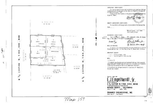 Click to see Parcel Map Book 9, pg. 157 (1975) of Nevada County Recorders Parcel Maps Book 9