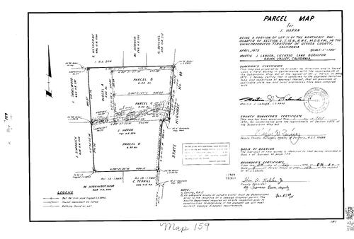 Click to see Parcel Map Book 9, pg. 159 (1975) of Nevada County Recorders Parcel Maps Book 9