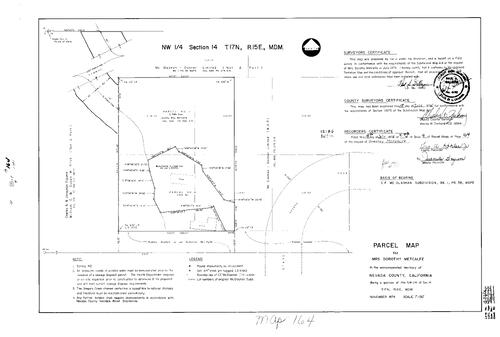 Click to see Parcel Map Book 9, pg. 164 (1975) of Nevada County Recorders Parcel Maps Book 9