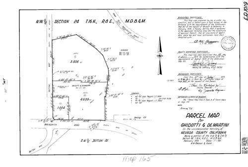 Click to see Parcel Map Book 9, pg. 165 (1975) of Nevada County Recorders Parcel Maps Book 9