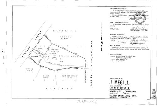 Click to see Parcel Map Book 9, pg. 166 (1975) of Nevada County Recorders Parcel Maps Book 9