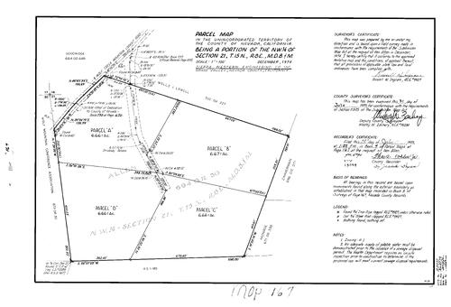 Click to see Parcel Map Book 9, pg. 167 (1975) of Nevada County Recorders Parcel Maps Book 9
