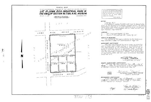 Click to see Parcel Map Book 9, pg. 173 (1975) of Nevada County Recorders Parcel Maps Book 9