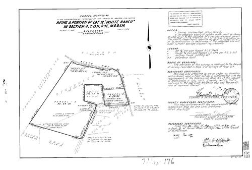 Click to see Parcel Map Book 9, pg. 176 (1975) of Nevada County Recorders Parcel Maps Book 9