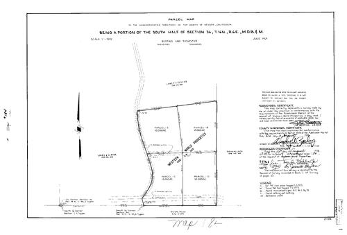 Click to see Parcel Map Book 9, pg. 184 (1975) of Nevada County Recorders Parcel Maps Book 9