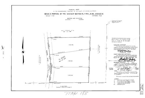 Click to see Parcel Map Book 9, pg. 185 (1975) of Nevada County Recorders Parcel Maps Book 9