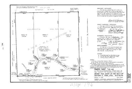 Click to see Parcel Map Book 9, pg. 196 (1975) of Nevada County Recorders Parcel Maps Book 9