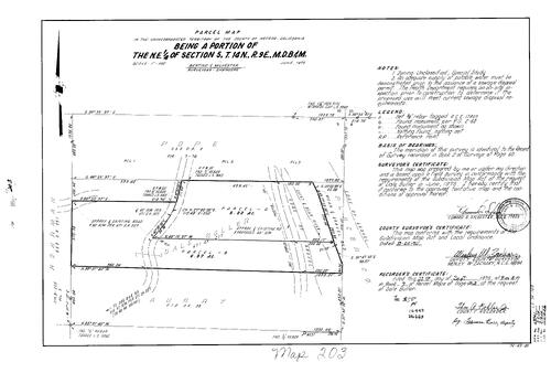 Click to see Parcel Map Book 9, pg. 203 (1975) of Nevada County Recorders Parcel Maps Book 9