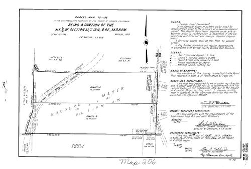 Click to see Parcel Map Book 9, pg. 206 (1975) of Nevada County Recorders Parcel Maps Book 9