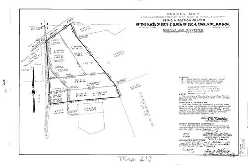 Click to see Parcel Map Book 9, pg. 213 (1975) of Nevada County Recorders Parcel Maps Book 9