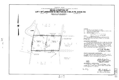 Click to see Parcel Map Book 9, pg. 217 (1975) of Nevada County Recorders Parcel Maps Book 9