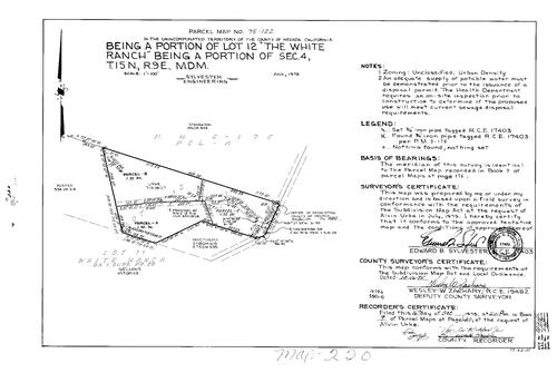 Click to see Parcel Map Book 9, pg. 220 (1975) of Nevada County Recorders Parcel Maps Book 9