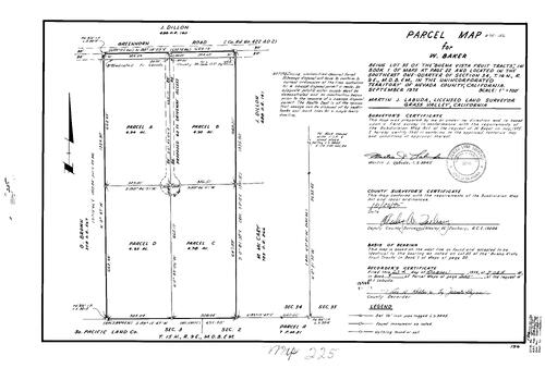 Click to see Parcel Map Book 9, pg. 225 (1975) of Nevada County Recorders Parcel Maps Book 9