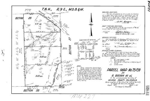 Click to see Parcel Map Book 9, pg. 227 (1975) of Nevada County Recorders Parcel Maps Book 9