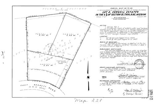 Click to see Parcel Map Book 9, pg. 228 (1975) of Nevada County Recorders Parcel Maps Book 9