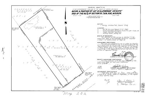 Click to see Parcel Map Book 9, pg. 232 (1975) of Nevada County Recorders Parcel Maps Book 9