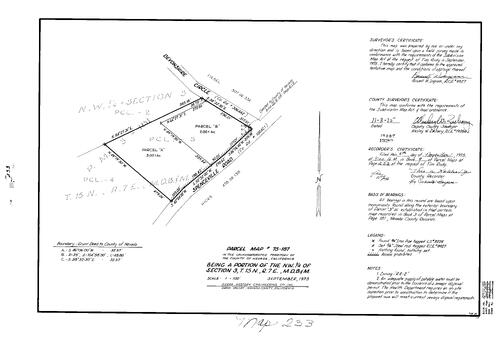 Click to see Parcel Map Book 9, pg. 233 (1975) of Nevada County Recorders Parcel Maps Book 9