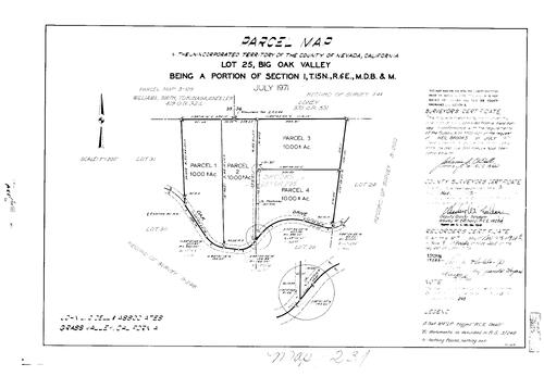 Click to see Parcel Map Book 9, pg. 234 (1975) of Nevada County Recorders Parcel Maps Book 9