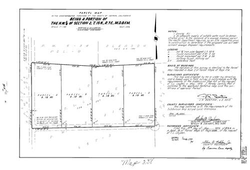 Click to see Parcel Map Book 9, pg. 238 (1975) of Nevada County Recorders Parcel Maps Book 9