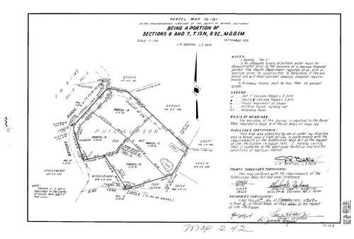 Click to see Parcel Map Book 9, pg. 242 (1975) of Nevada County Recorders Parcel Maps Book 9