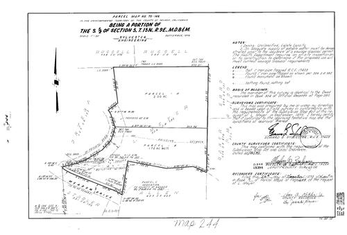 Click to see Parcel Map Book 9, pg. 244 (1975) of Nevada County Recorders Parcel Maps Book 9
