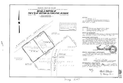 Click to see Parcel Map Book 9, pg. 247 (1975) of Nevada County Recorders Parcel Maps Book 9